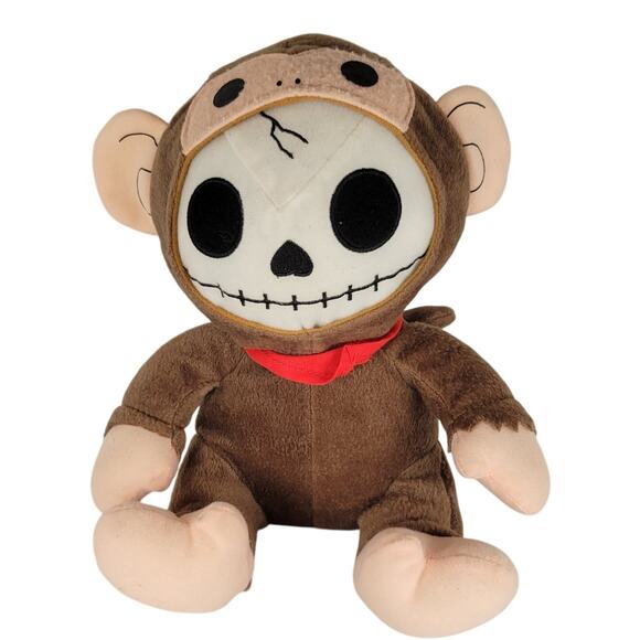 Fiesta Furrybones Plush Monkey Skeleton 9" Brown Red Scarf Stuffed Animal Toy - Picture 1 of 16